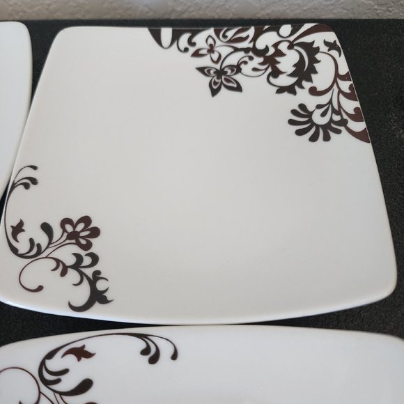 4)  Mikasa Mocha Scroll Dessert Bread Plate 6" floral filligree Gourmet Basics - Picture 3 of 8